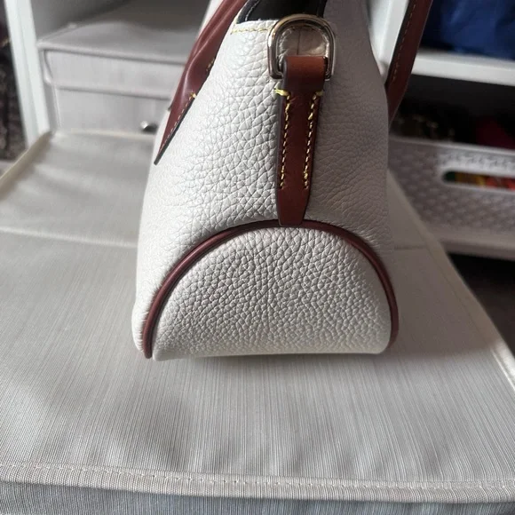 Dooney & Bourke Small Cream Satchel with DB Charms - Picture 7 of 12